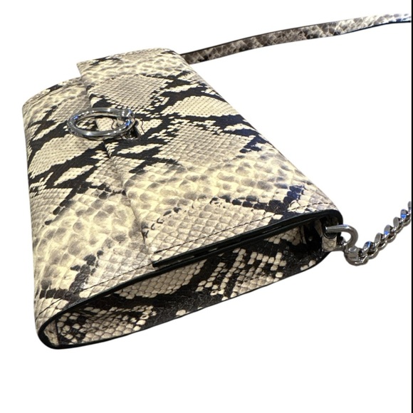 Rebecca Minkoff Jean Chain Link Natural Python Embossed Convertable Clutch NWT - Picture 11 of 13